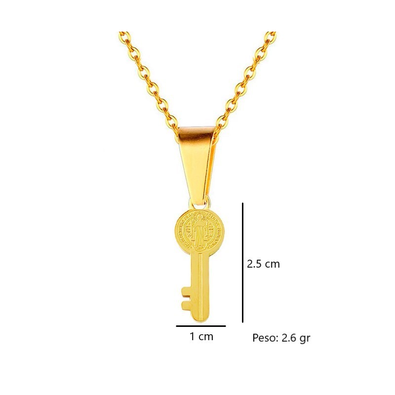 Collar Llave Medalla San Benito