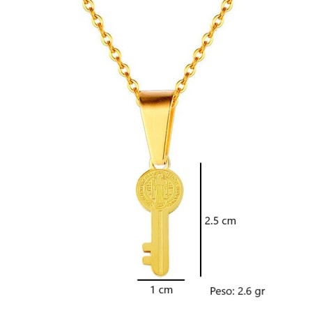 Collar Llave Medalla San Benito