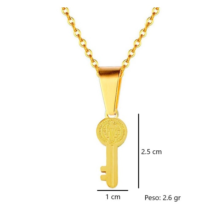 Collar Llave Medalla San Benito