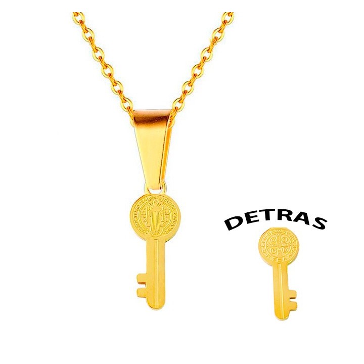 Collar Llave Medalla San Benito