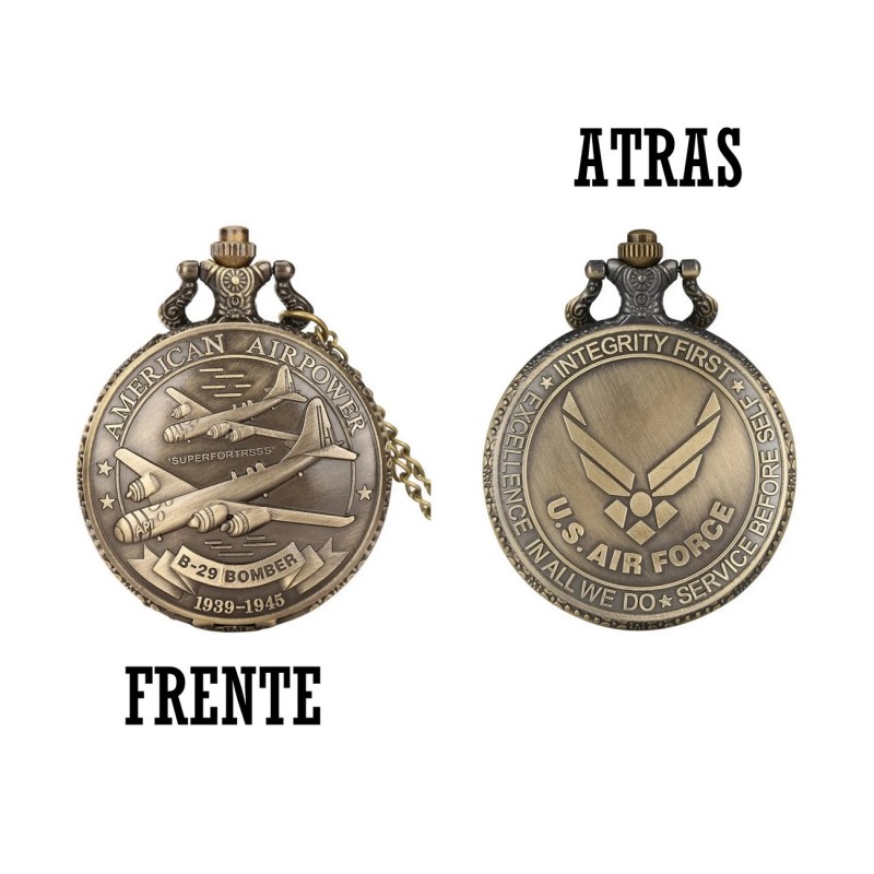 Reloj Bolsillo Avion Fuerza