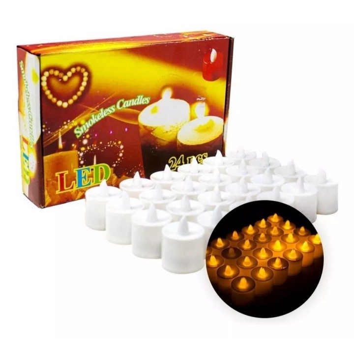 Vela Luz Led Navideña X 24 Velitas Blanc