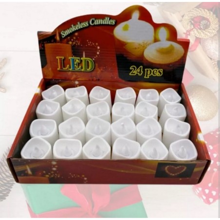 Vela Luz Led Navideña X 24 Velitas Blanc