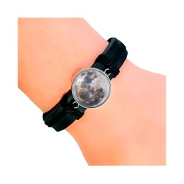Pulsera Cuero Cristal Luna