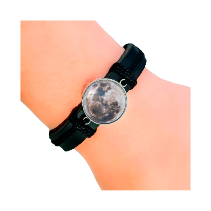 Pulsera Cuero Cristal Luna