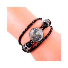 Pulsera Cuero Cristal Luna