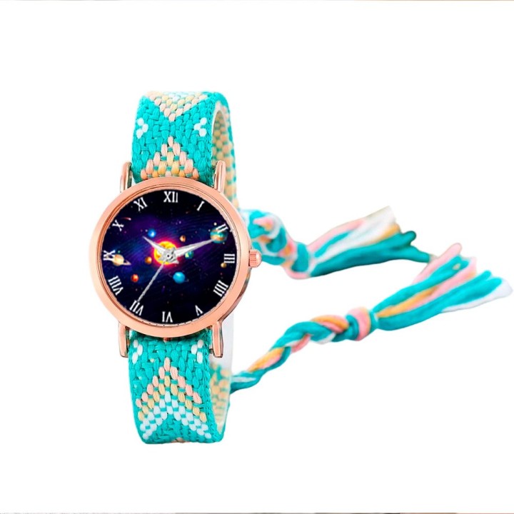 Reloj Sistema Solar Dorado