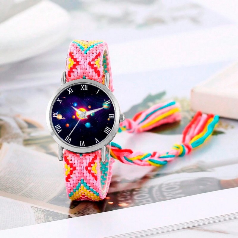 Reloj Sistema Solar Plateado