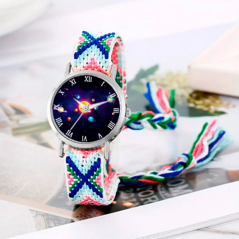 Reloj Sistema Solar Plateado