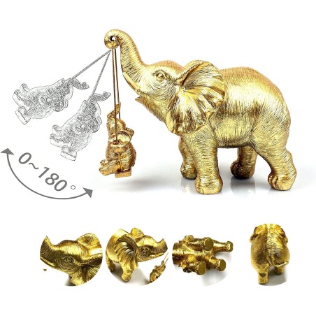 Elefante Dorado Hija (o) Decoración Prosperidad Feng Shui