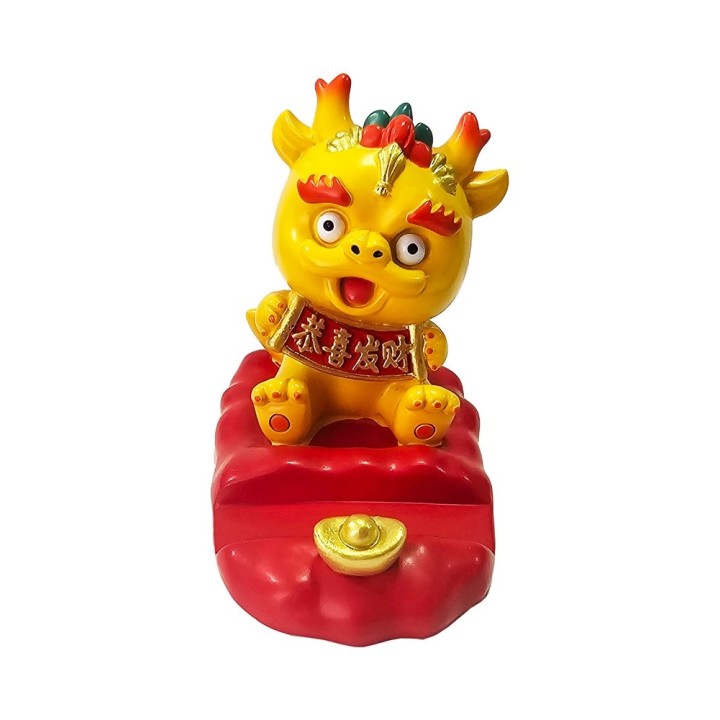 Dragon Chino Amarillo Feng Shui Sabiduria Figura Meditacion