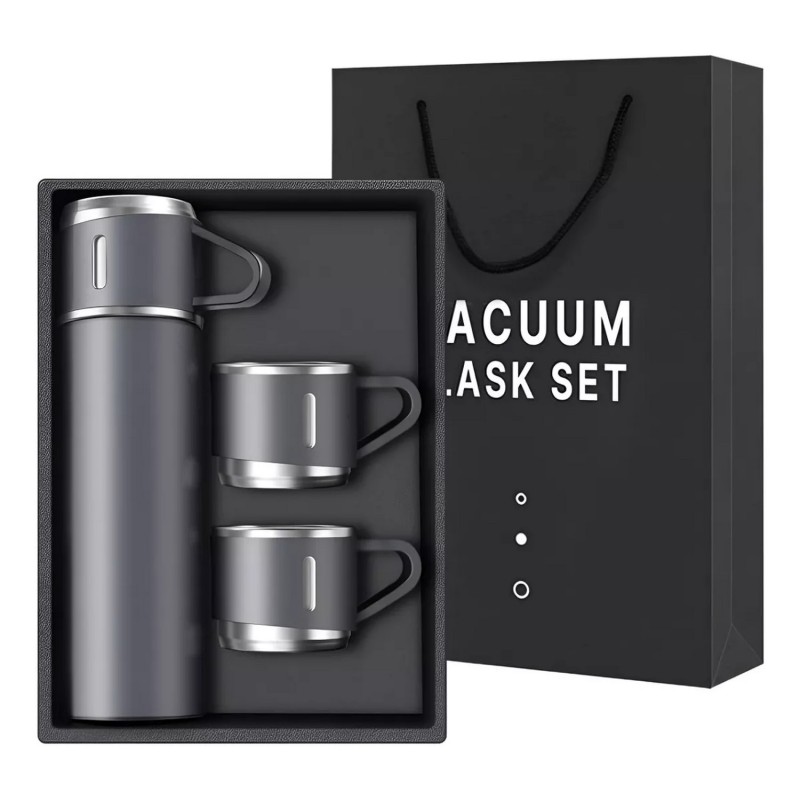 Termo Botella Térmica Bebida Agua Acero Inoxidable + Vasos