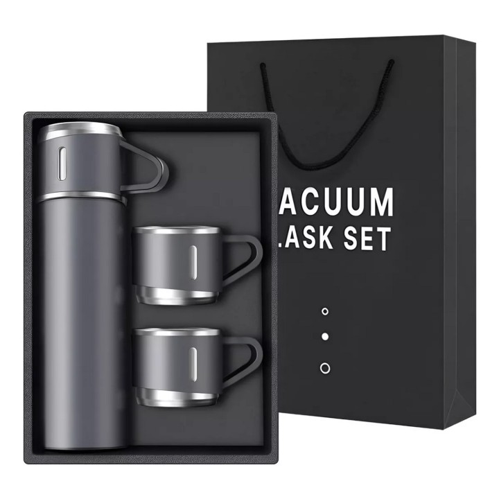 Termo Botella Térmica Bebida Agua Acero Inoxidable + Vasos