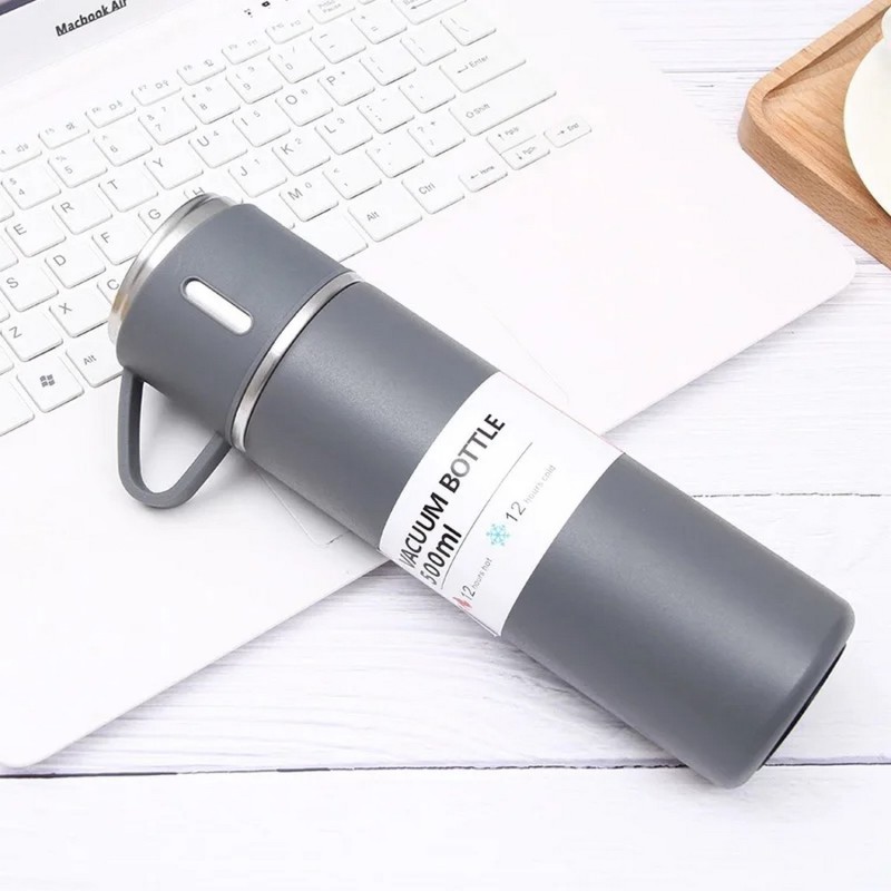 Termo Botella Térmica Bebida Agua Acero Inoxidable + Vasos