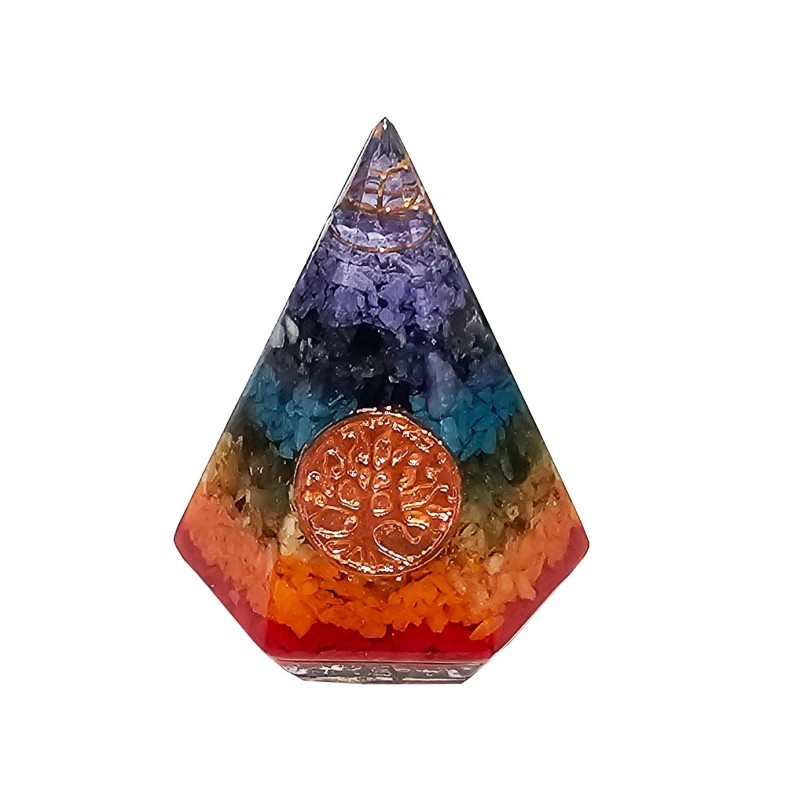 Pirámide 7 Chakras Cuarzo Natural Orgonita Árbol De La Vida