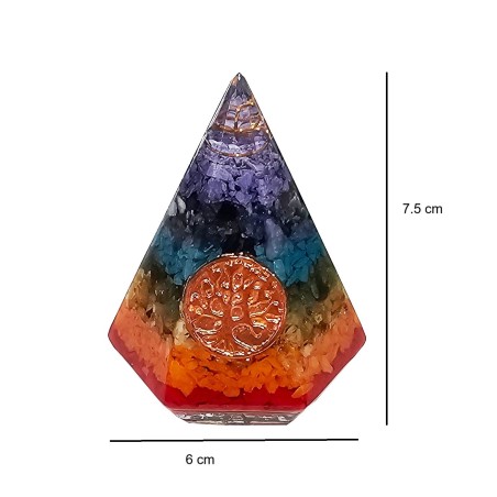Pirámide 7 Chakras Cuarzo Natural Orgonita Árbol De La Vida