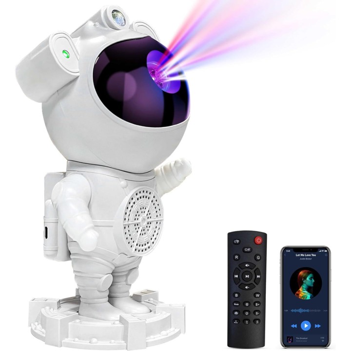 Astronauta Proyector Rgb Led Luces Galaxia Lámpara Parlante