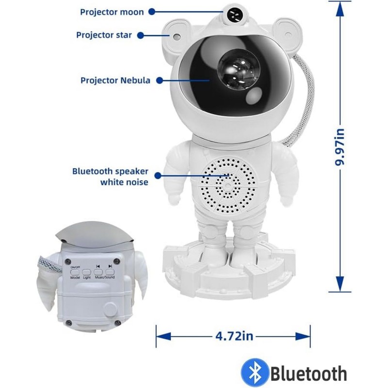 Astronauta Proyector Rgb Led Luces Galaxia Lámpara Parlante