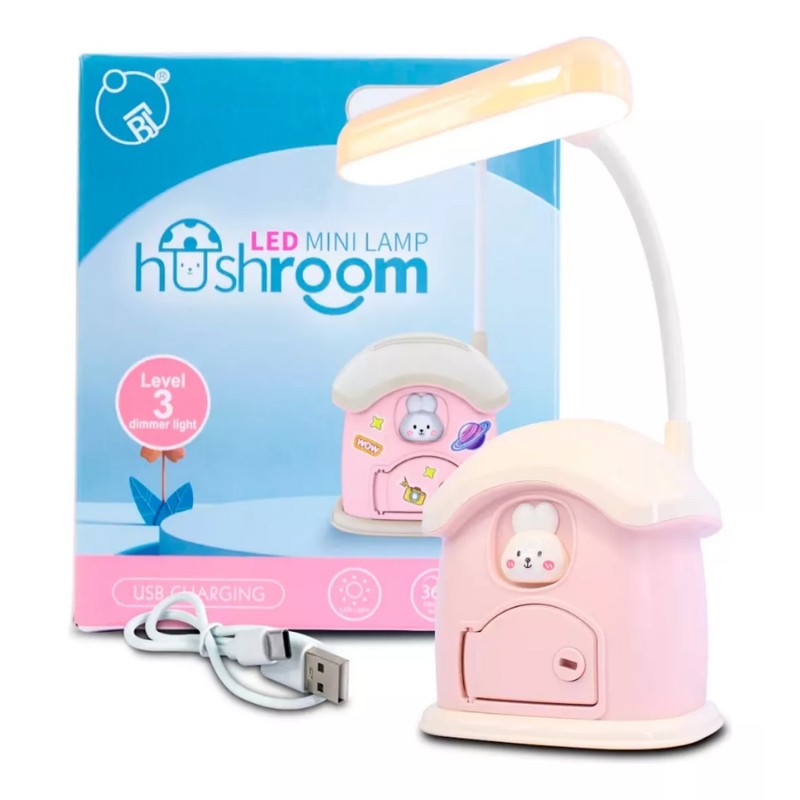 Lampara Conejo Casa Alcancia Portalapices Recargable Niños