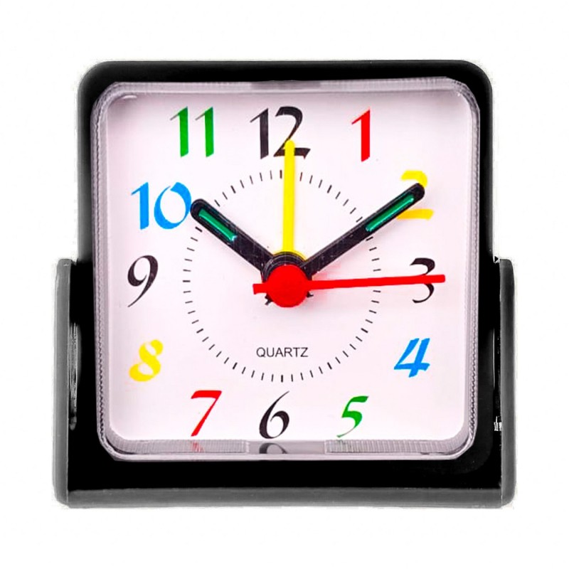 Reloj De Mesa Despertador Portatil Cuadrado Quartz + Bateria