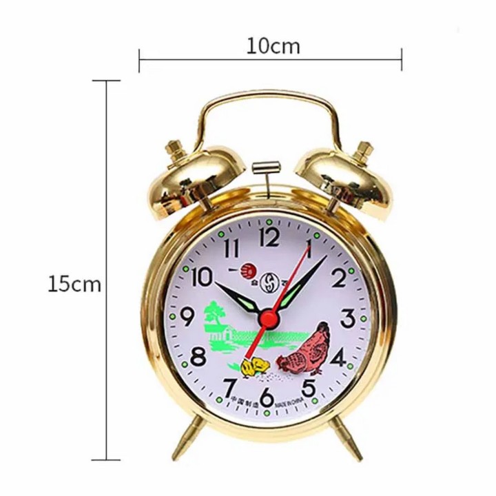 Reloj Despertador Tamaño 10 X 16 Cm Gallina Campanas Cuerda