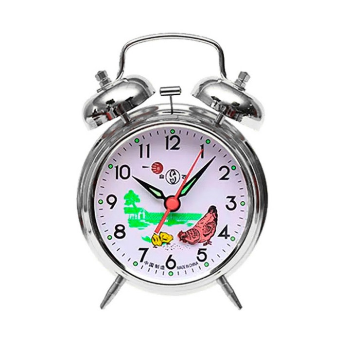 Reloj Despertador Tamaño 10 X 16 Cm Gallina Campanas Cuerda