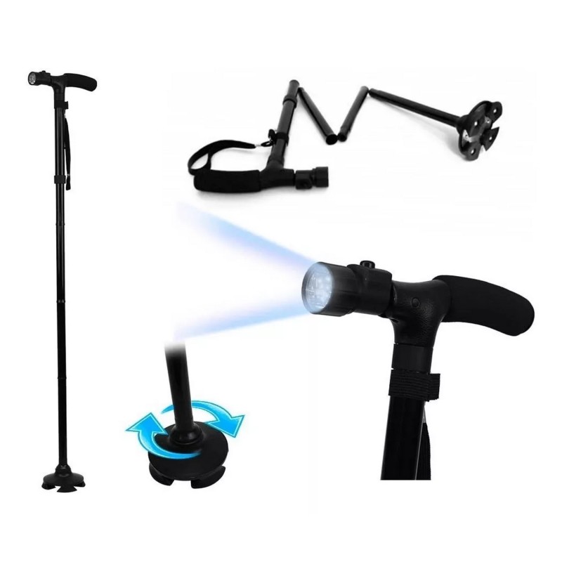 Trusty Cane Baston Ortopedico Plegable Con Linterna Luz Led