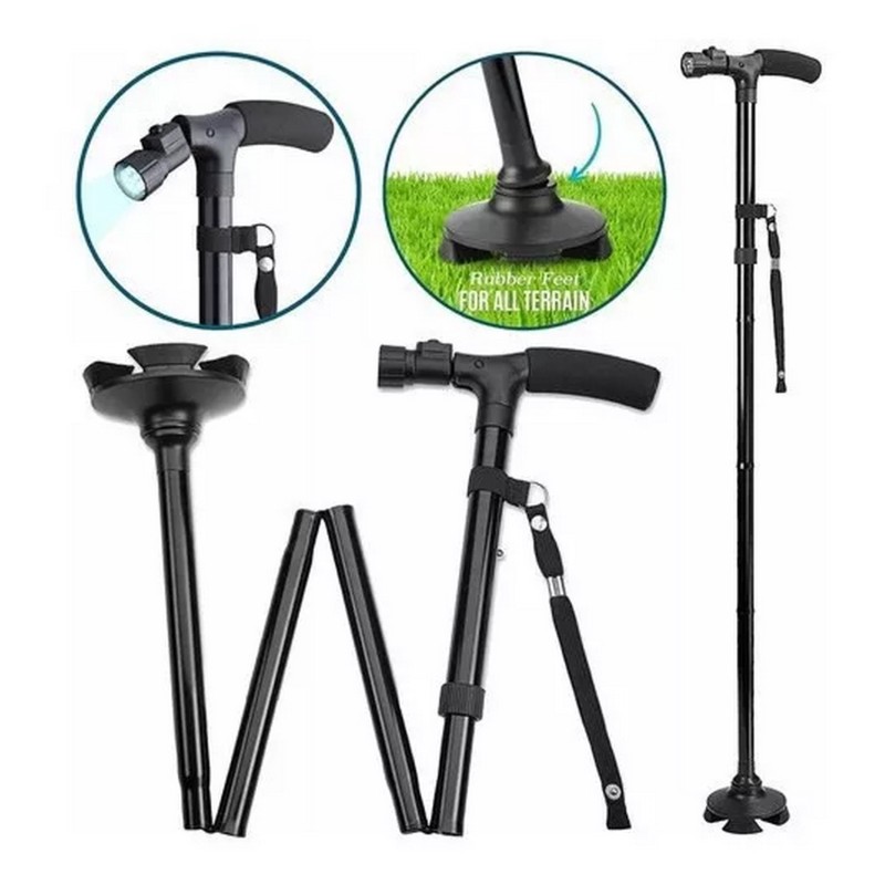 Trusty Cane Baston Ortopedico Plegable Con Linterna Luz Led
