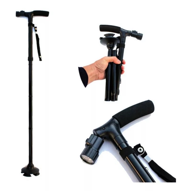 Trusty Cane Baston Ortopedico Plegable Con Linterna Luz Led