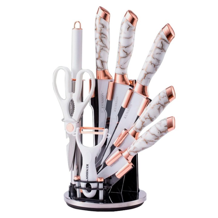 Juego De Cuchillos De Acero Inoxidable De 9 Piezas Blanco