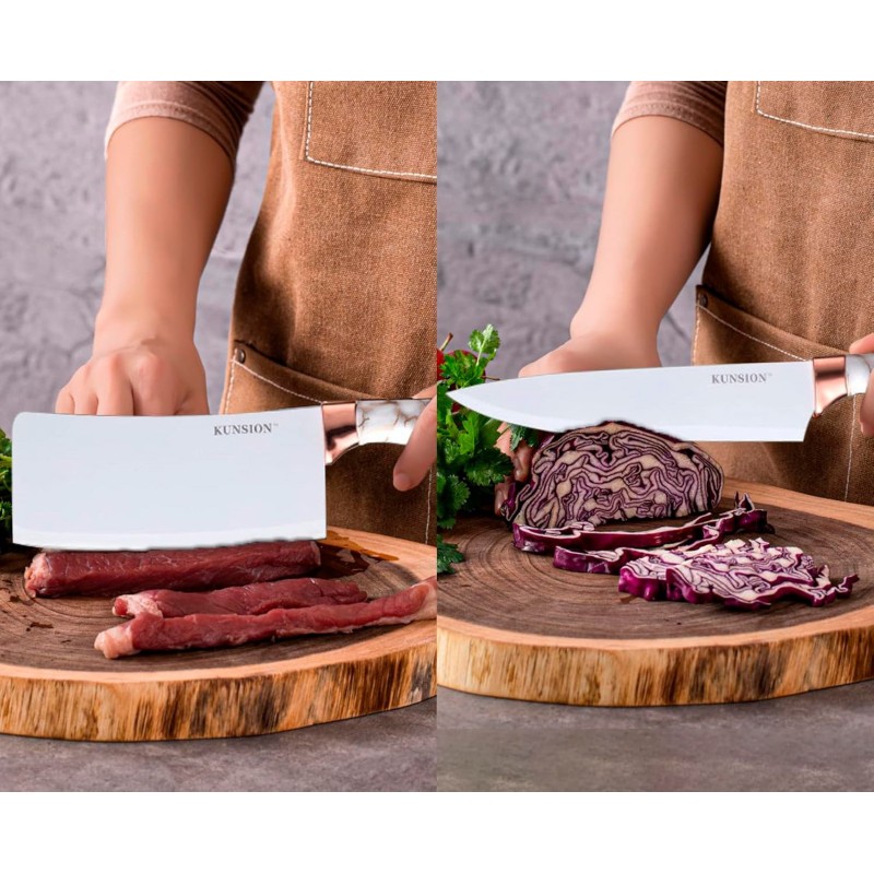 Juego De Cuchillos De Acero Inoxidable De 9 Piezas Blanco