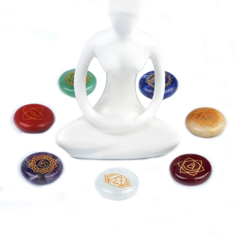 Set 7 Chakras Cuarzos Piedras 100% Naturales Runas + Estuche