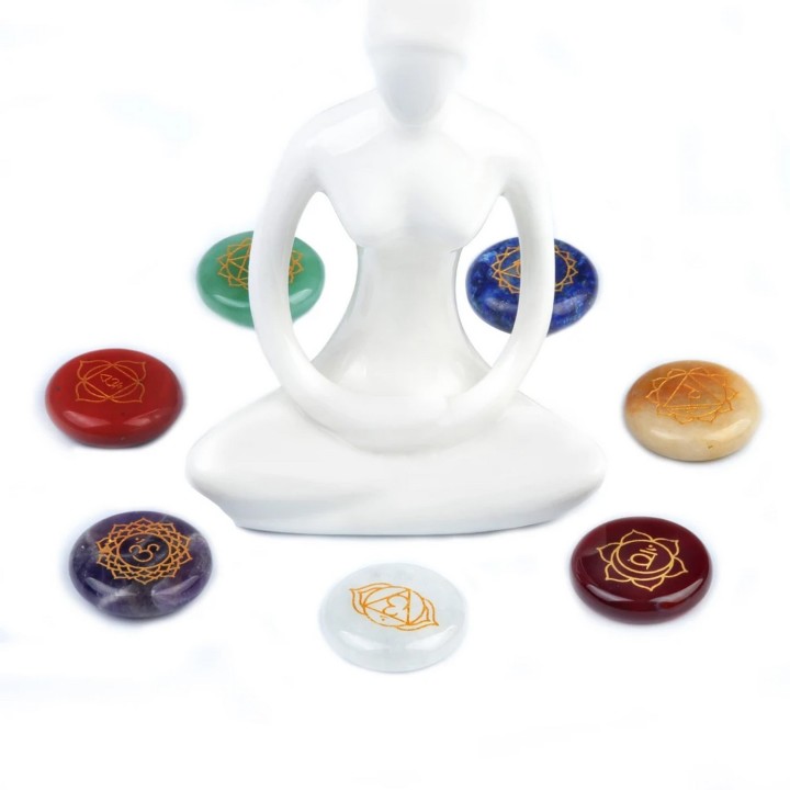 Set 7 Chakras Cuarzos Piedras 100% Naturales Runas + Estuche