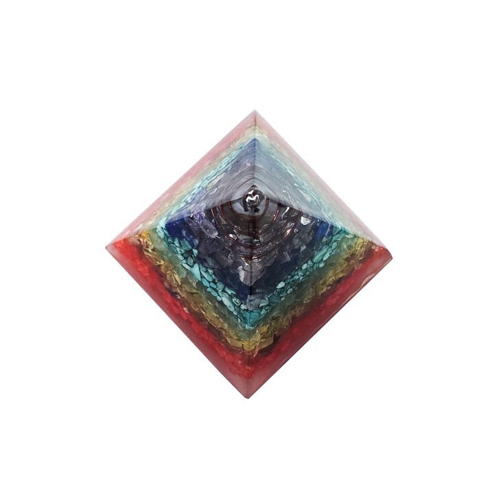 Pirámide 7 Chakras Piedra Natural Orgonita Meditacion Yoga