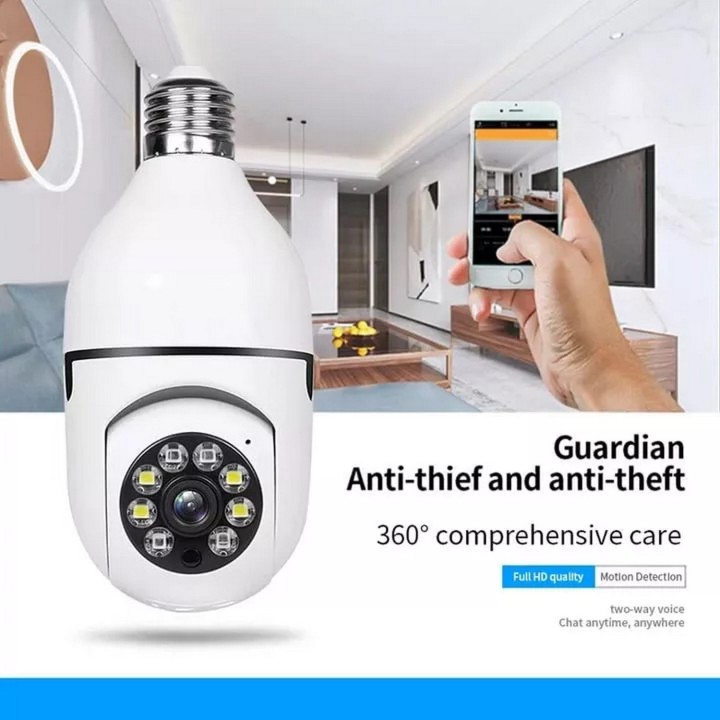 Camara Ip De Seguridad 360° Bombillo Wifi Hd Sensor Movil