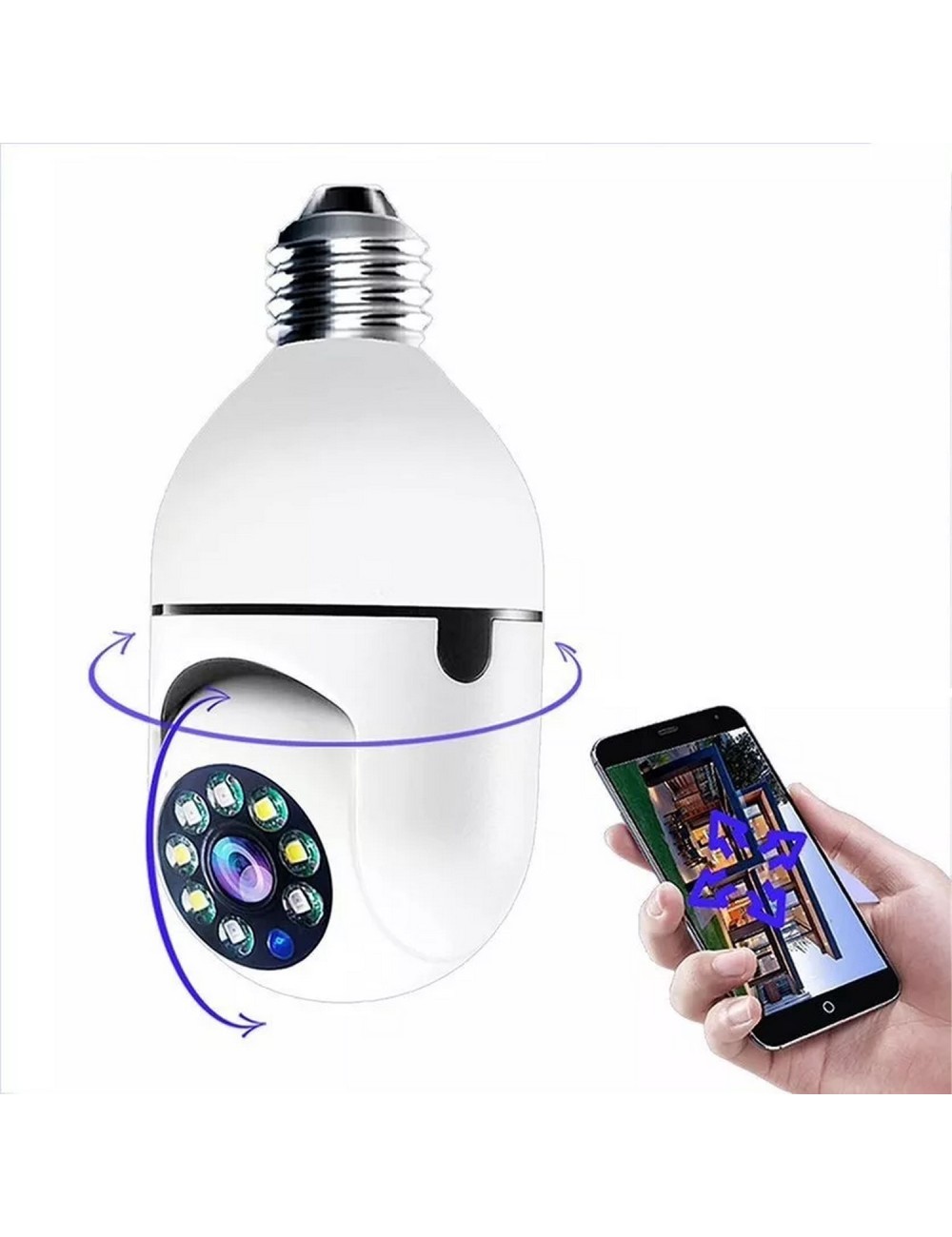 Camara Ip De Seguridad 360° Bombillo Wifi Hd Sensor Movil