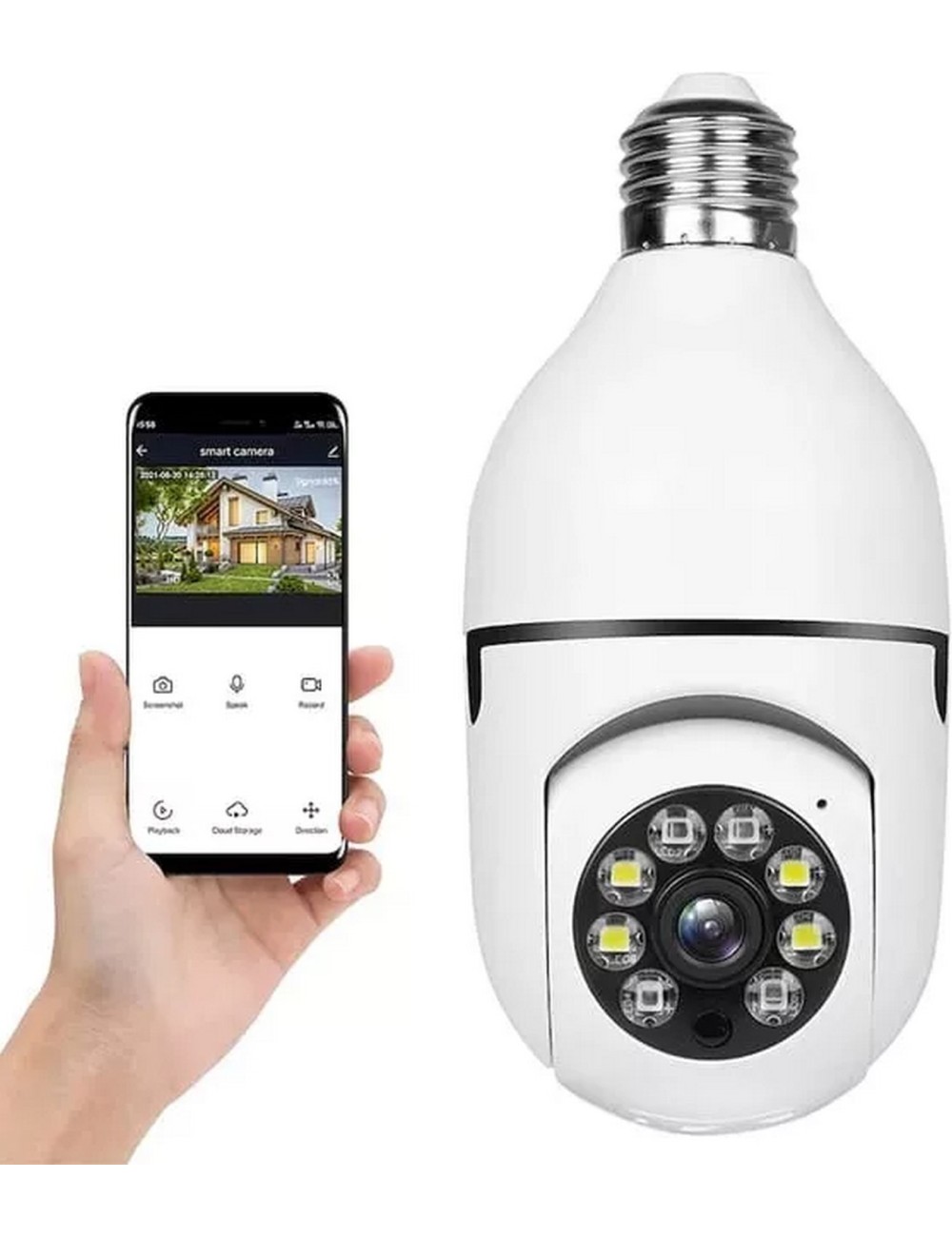 Camara Ip De Seguridad 360° Bombillo Wifi Hd Sensor Movil