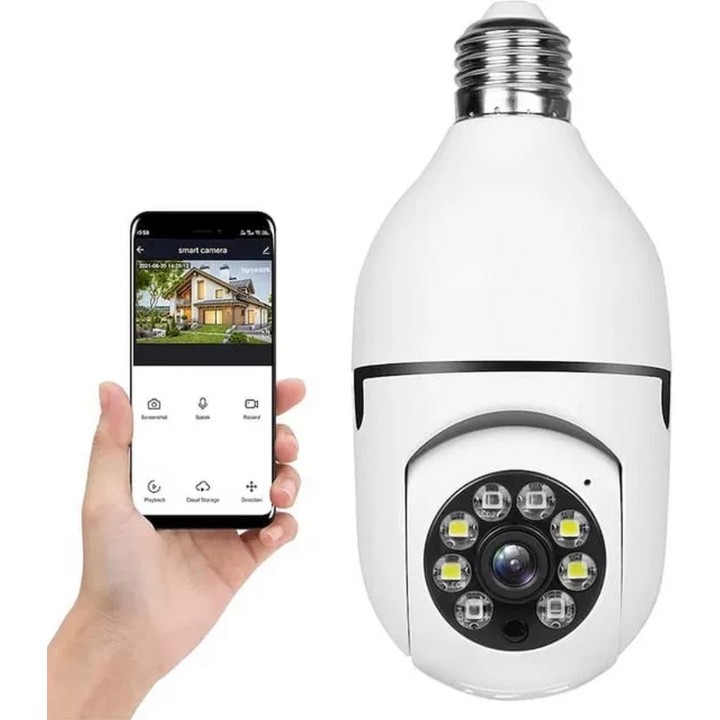 Camara Ip De Seguridad 360° Bombillo Wifi Hd Sensor Movil