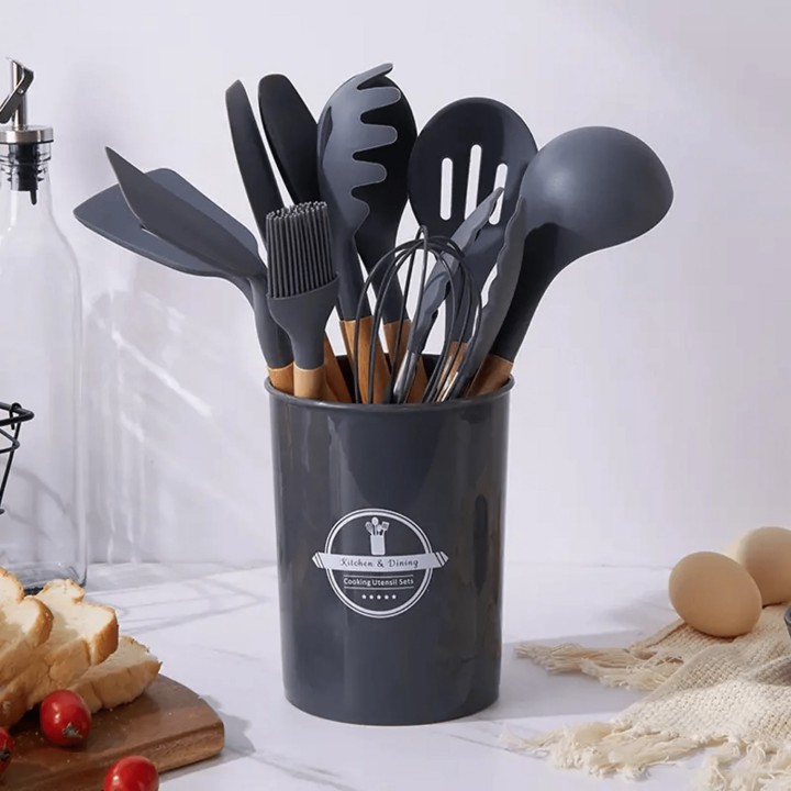 Set 12 Utensilios De Cocina Silicona Resistente Calor Juego