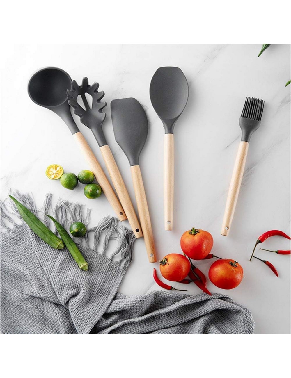 Set 12 Utensilios De Cocina Silicona Resistente Calor Juego