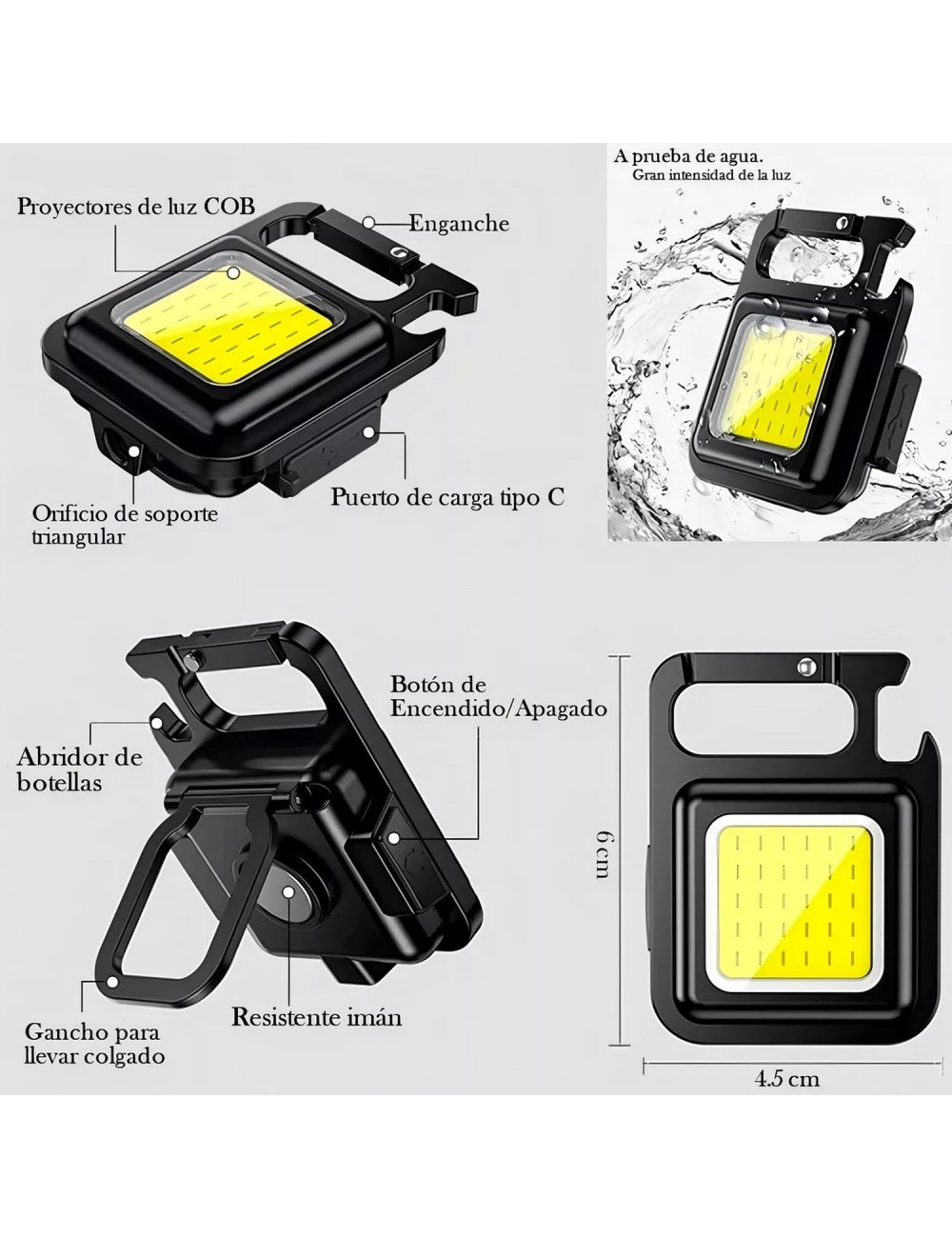 Linterna Mini Llavero Led Recargable Usb Camping Lampara