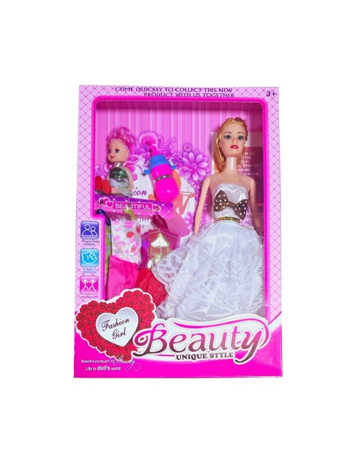 Muñeca Vestido Tetero Mini Bebe Moda Fashion Juguete Niña