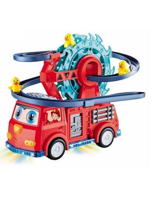 Carro Bomberos Montaña Rusa Pista Patos Luces Niño + Bateria