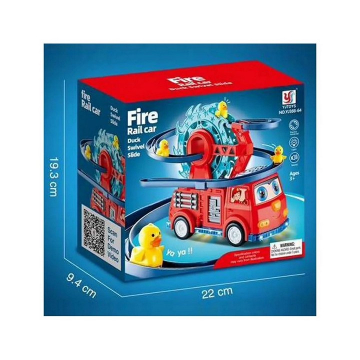 Carro Bomberos Montaña Rusa Pista Patos Luces Niño + Bateria