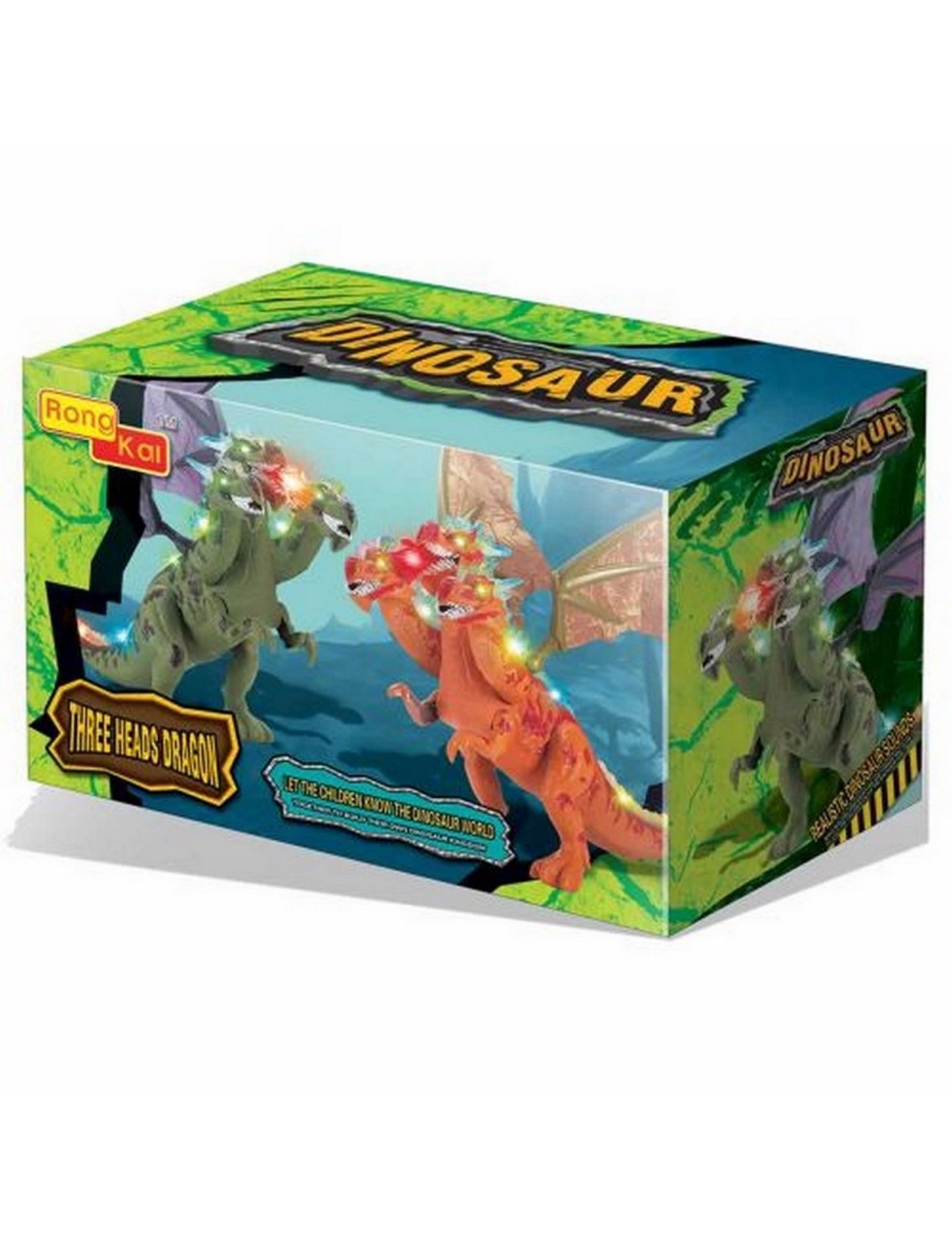 Dragón Dinosaurio Tres Cabezas Hydra Luces Sonidos + Bateria