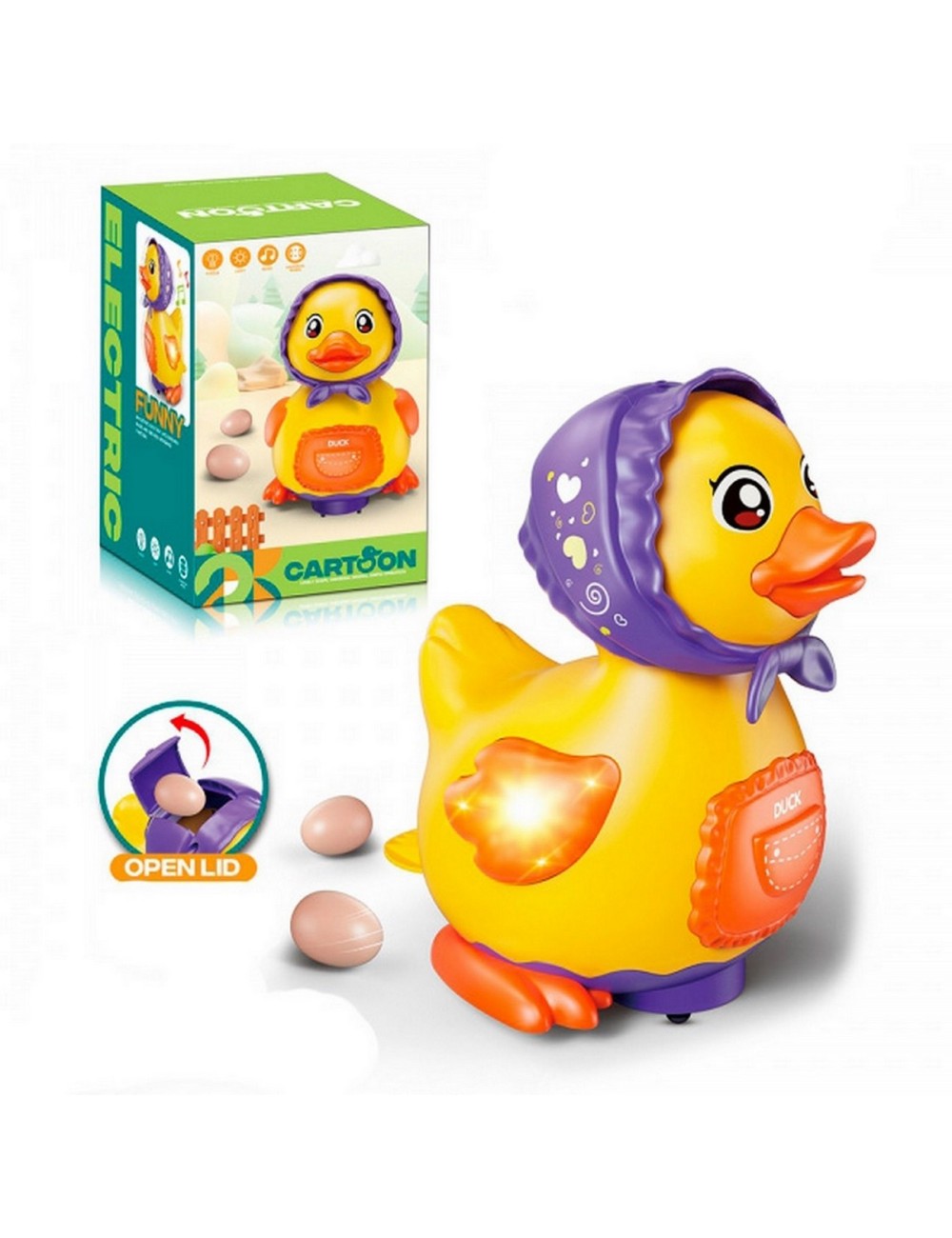 Robot Pato Gallina Pone Huevos Interactivo Juguete + Bateria