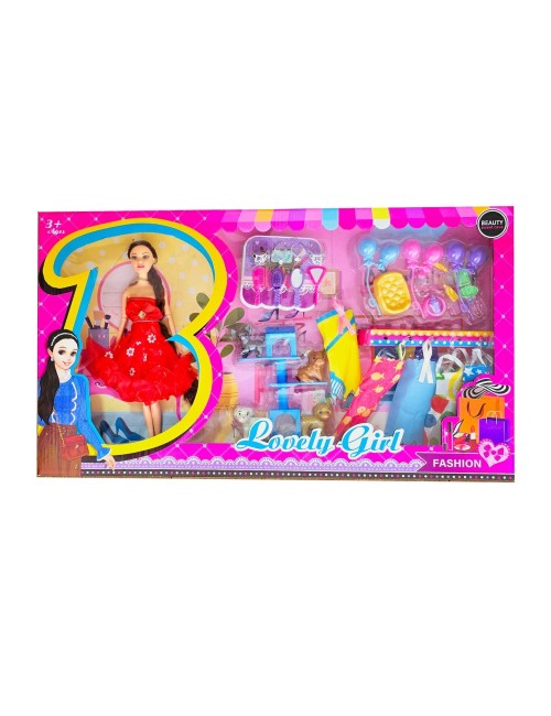 Muñeca Reina Vestido Accesorios Mascotas Perro Juguete Niña