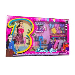 Muñeca Reina Vestido Accesorios Mascotas Perro Juguete Niña