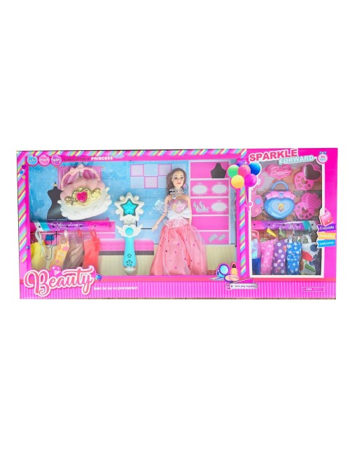 Muñeca Vestidos Accesorios Varita Magica Bolso Juguete Niñas