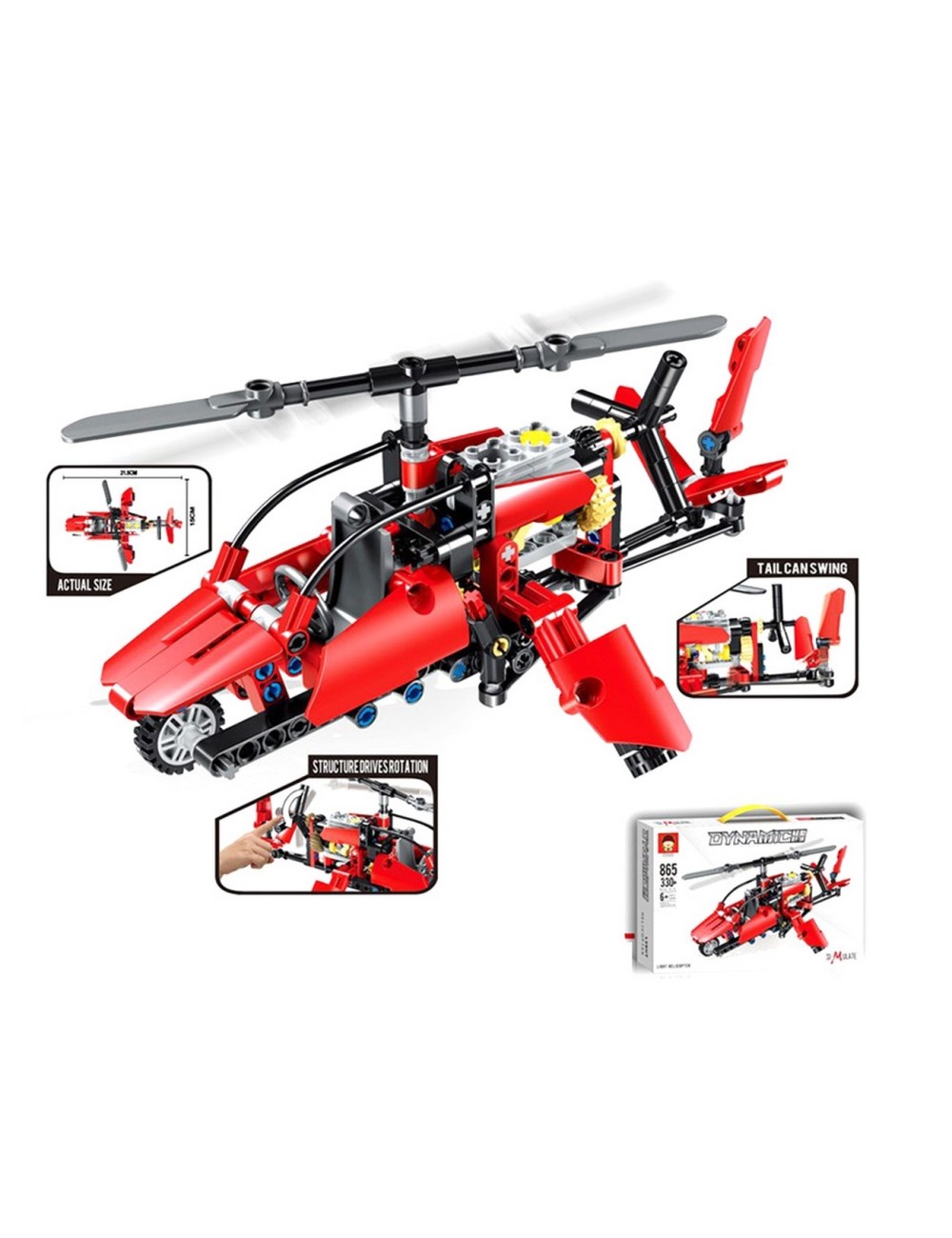 Helicoptero Rojo Figura Armable Armatodo Construccion Niños
